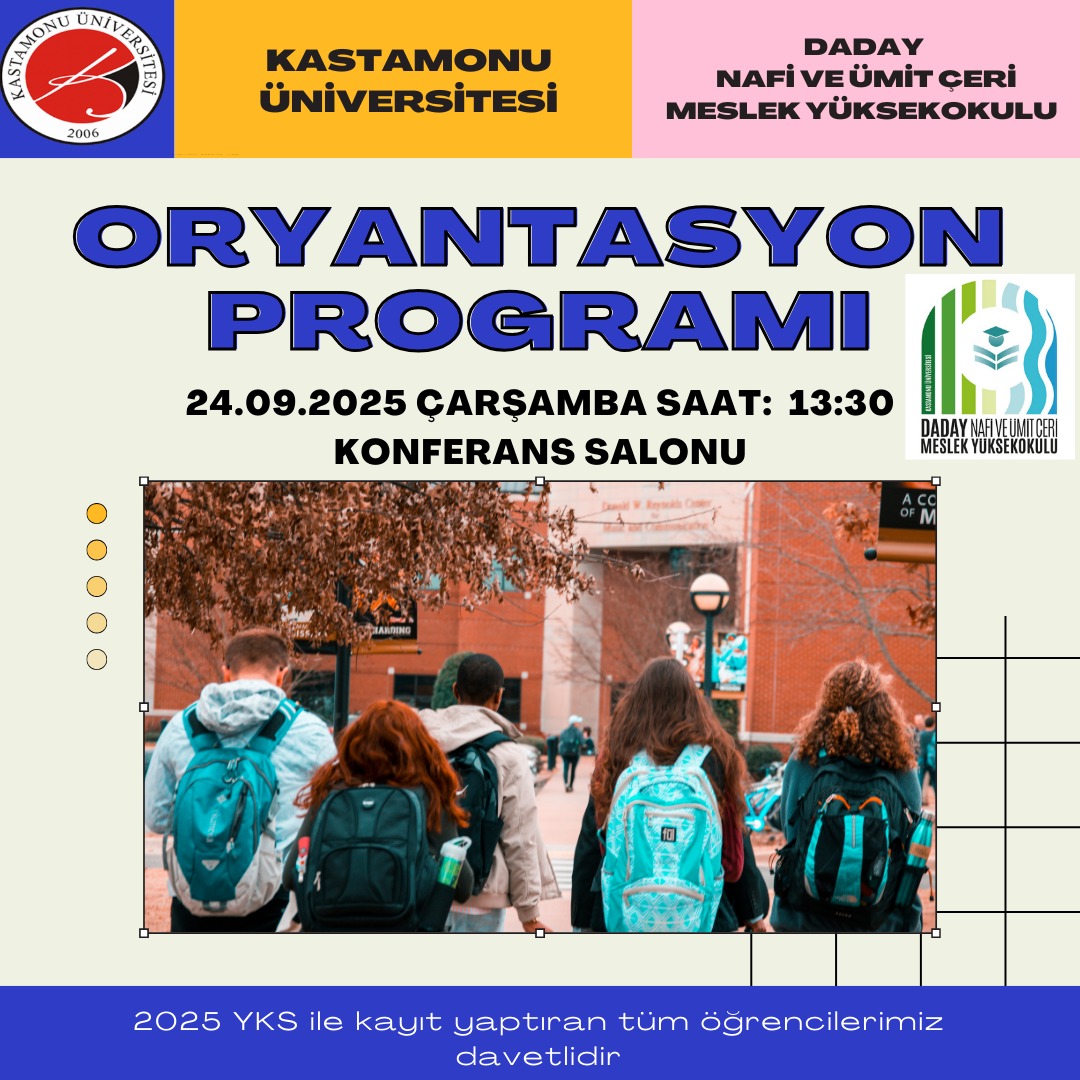 Oryantasyon Eğitimine 2025 YKS ile kayıt yaptıran tüm öğrencilerimiz davetlidir.