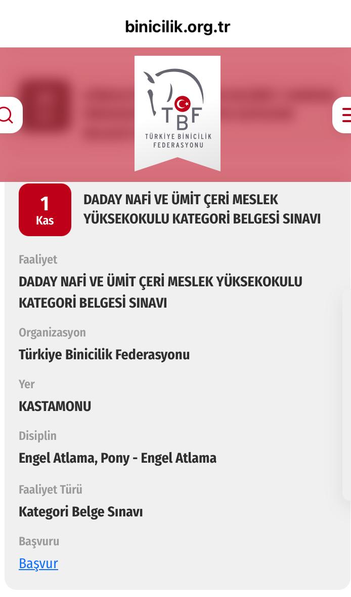 Türkiye Binicilik Federasyonu Kategori Belgesi Sınavı Kastamonu’da Düzenlenecek...
