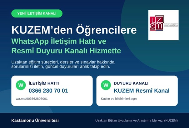 KUZEM’den Öğrencilerimize Yeni İletişim Kanalı: WhatsApp İletişim Hattı ve Duyuru Kanalı Hizmete Girdi...